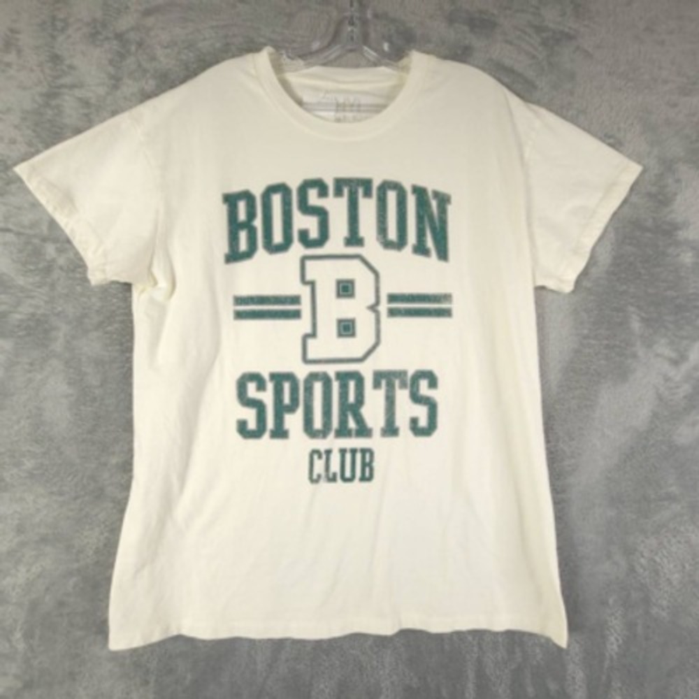 Boston Sports Club Womens The Vinyl Icons T-Shirt Ivory Short Sleeve Crew XS New